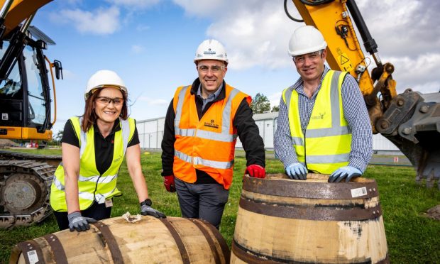 Gordon & MacPhail head of compliance and infrastructure Jade Crotty, Robertson Construction Northern regional managing director Ian Phillips and Gordon & MacPhail operations director Stuart Urquhart.
Image: Robertson Group