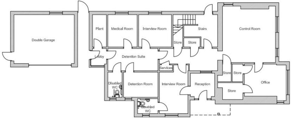 Blueprint showing the layout of existing Lairg Police Station