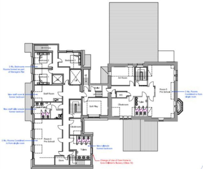 Blueprint of plans for the former Elmgrove Care Home to be turned into a nursery.