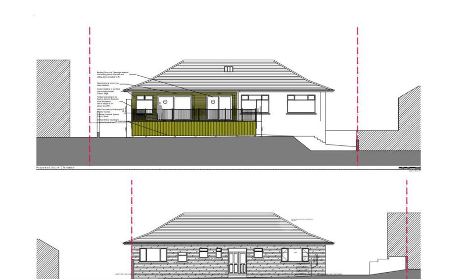 Drawings show the rear decking along with the unchanged front of the home. Image: ETCH 