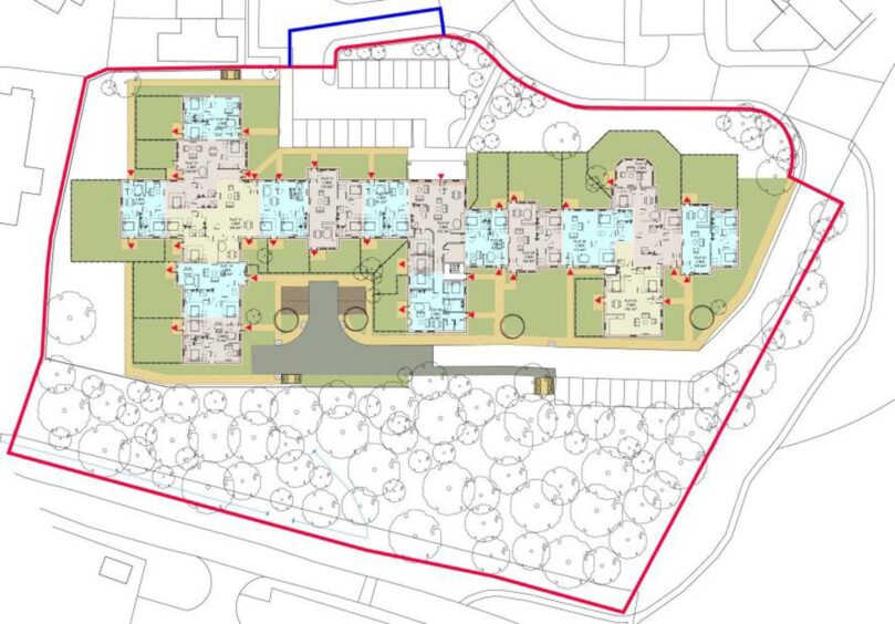 Diagram shows the proposed layout of flats in the existing footprint of the former Cradlehall care home in Inverness. 