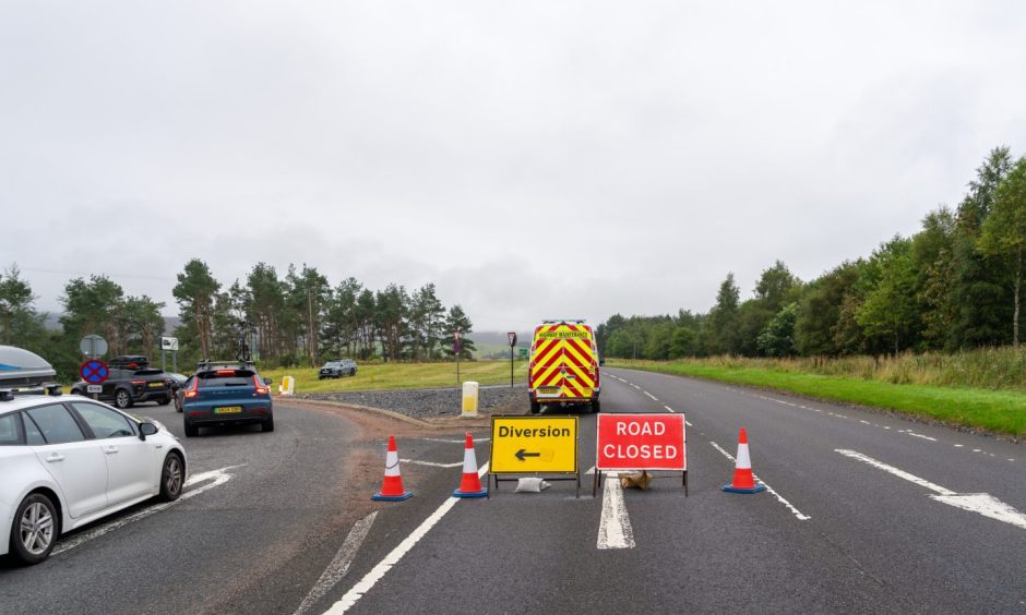 A9 crash at Kingussie - road diversion.