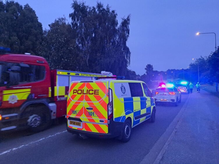 police and fire at crash scene