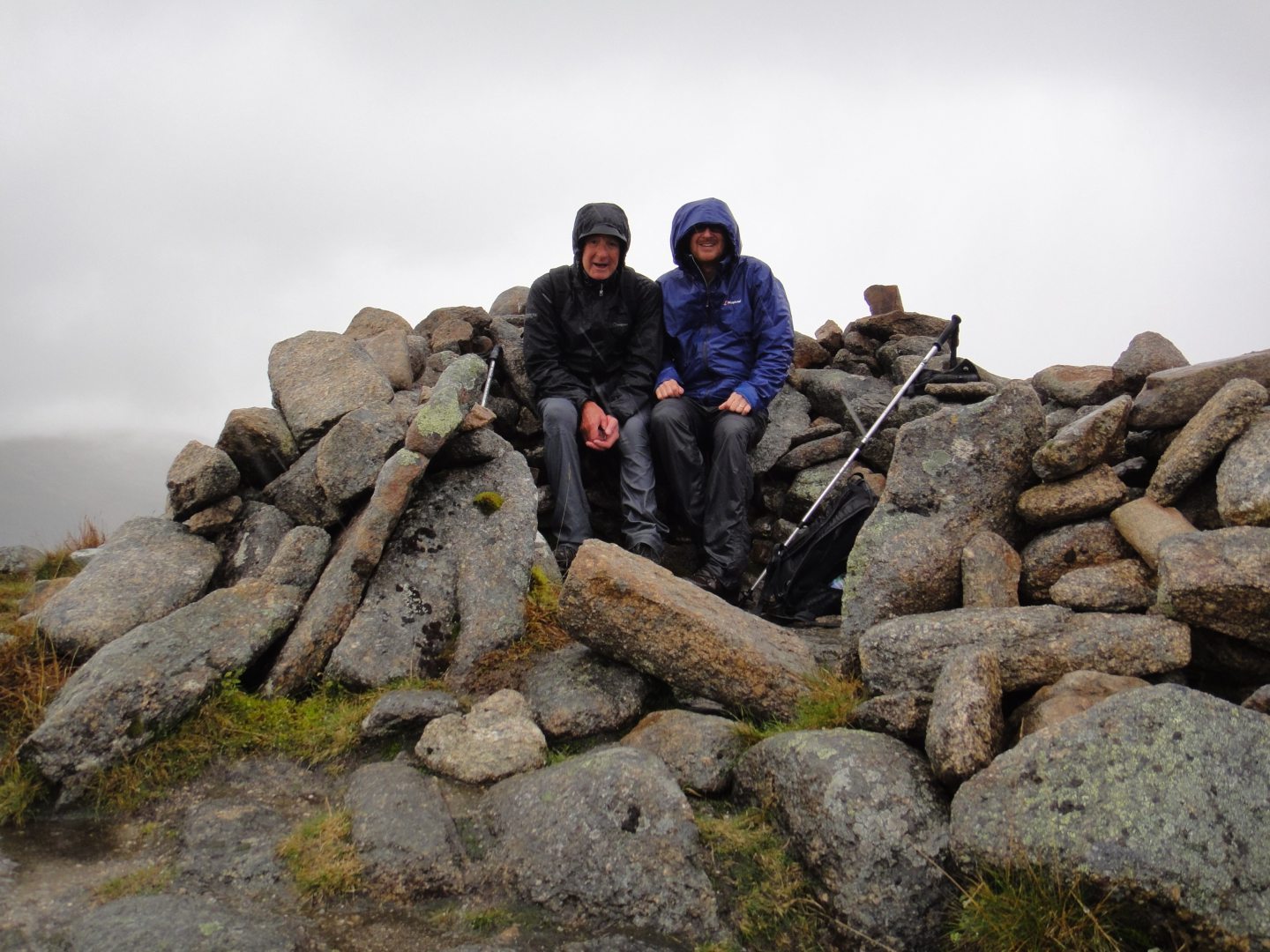 Mitch Hislop with his son hill walking. 