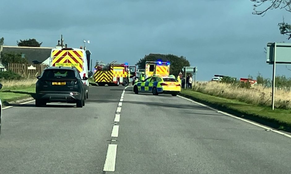 Fire crews, ambulances and police responding to A90 crash at Toll of Birness.