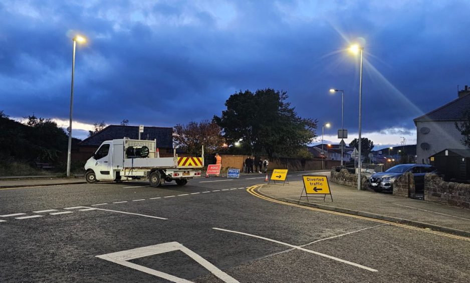 Council van beside road closed and diversion signs blocking Thornbush Road.