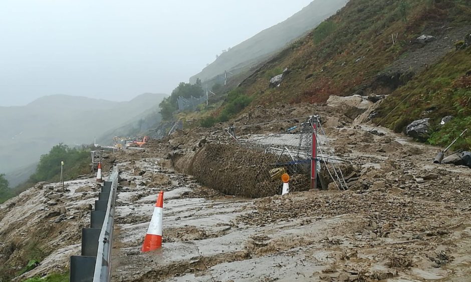 Landslide on A83 Rest and Be Thankful.