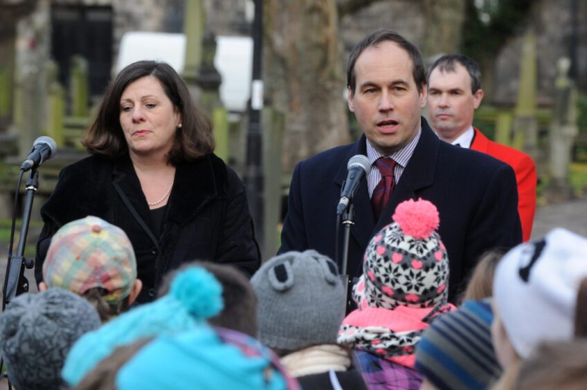 Councillor Mrs Jennifer Stewart and Councillor Martin Greig at the blessing of the Aberdeen nativity scene in 2013. Image: Colin Rennie/DC Thomson