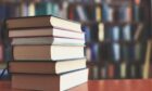 books on a table.