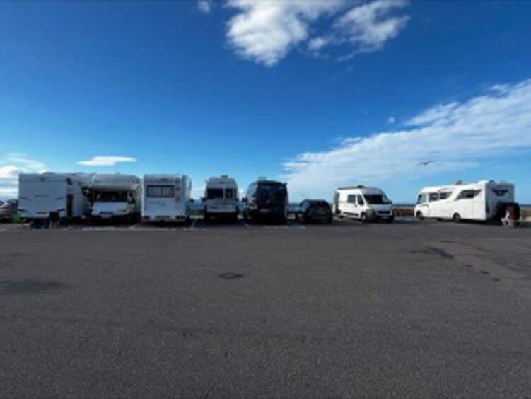 Motorhomes parked up in Nairn.