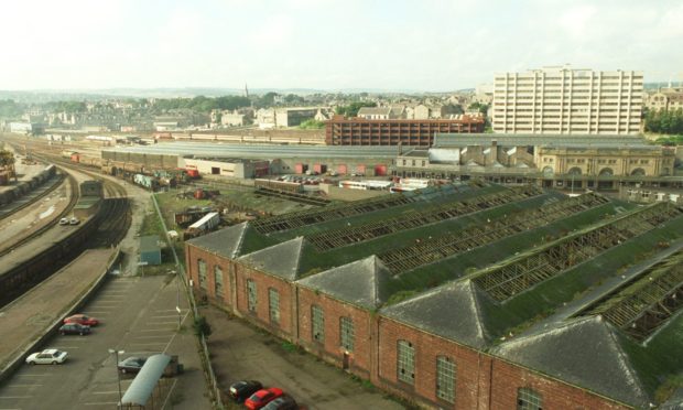 Disused railway sheds at Aberdeen Station in the 1990s, now the site of Union Square. Image: DC Thomson