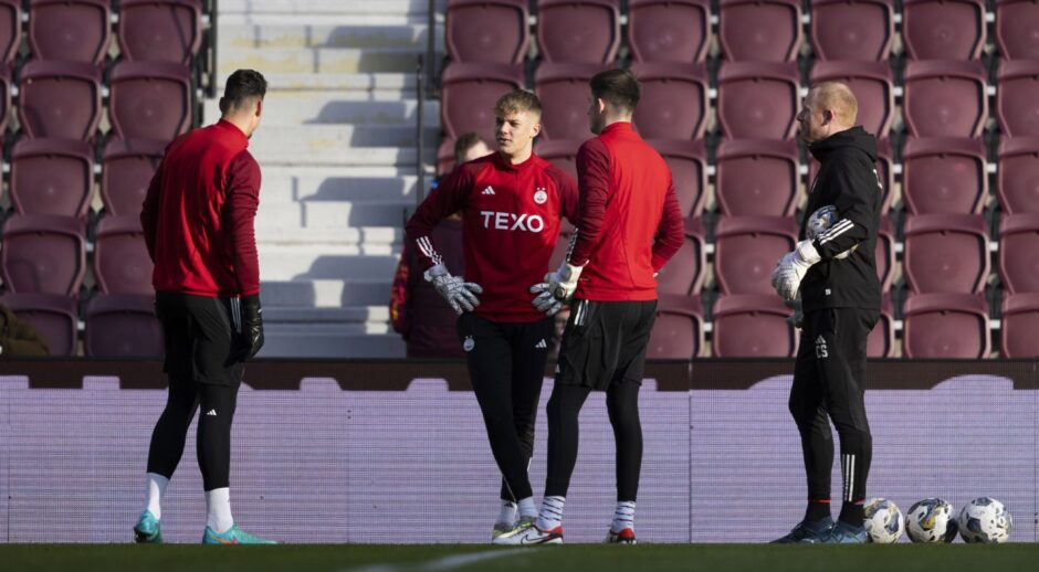 Rodrigo Vitols warms up before a cinch Premiership match between Heart of Midlothian and Aberdeen at Tynecastle Stadium last season. Image: SNS.