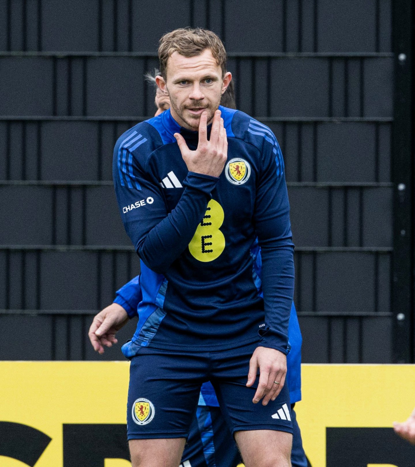  Nicky Devlin during a Scotland training session at the City Stadium, on October 08,2024, in Glasgow. Image: SNS 