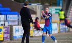 Inverness' Billy McKay (R) with manager Duncan Ferguson (L) as he is substituted during the League One win over Annan Athletic. Image: SNS.