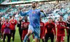 Aberdeen's Dimitar Mitov at full time after drawing 2-2 against Celtic. Image: SNS