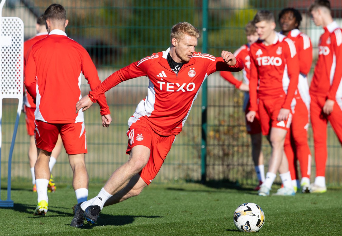  Sivert Heltne Nilsen during an Aberdeen training session at Cormack Park. Image: SNS 