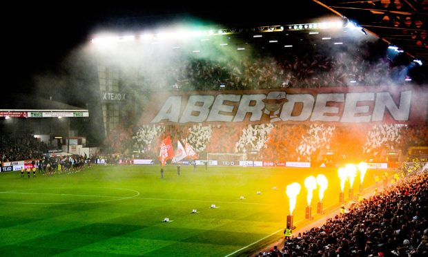 Pittodrie before kick-off between Aberdeen and Rangers. Image: SNS.