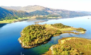 Eilean Mor, a picturesque tidal island within Loch Sunart