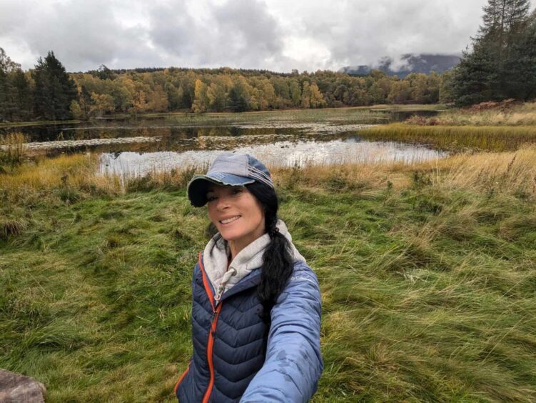 Gayle explores the Beaver Trail at Rothiemurchus. Image: Gayle Ritchie.