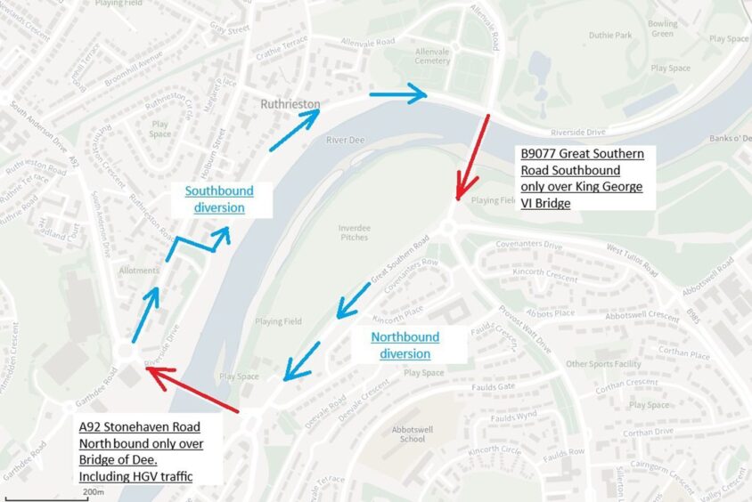 Map showing diversion during roadworks 