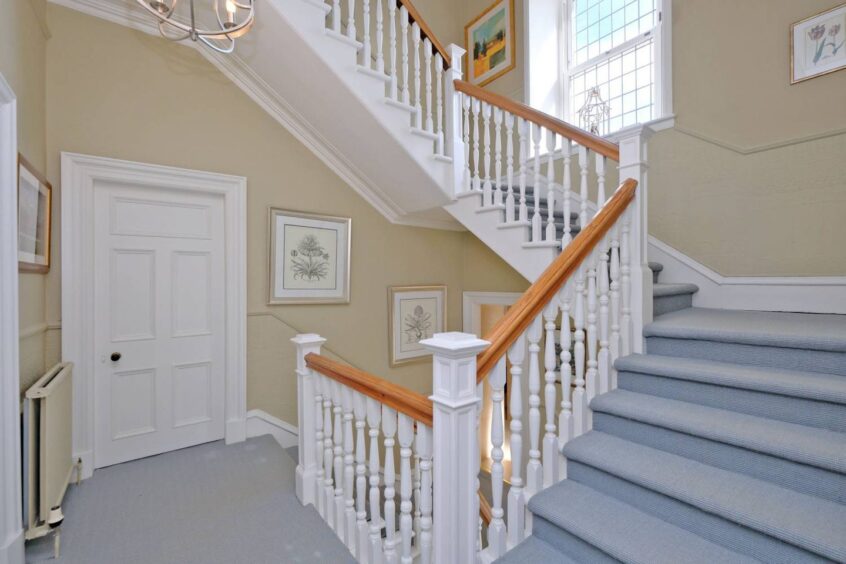 The beautiful staircase leading to the upper floors. Image: Ledingham Chalmers Estate Agency 