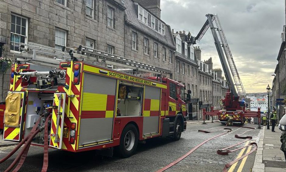 Fire crews on Marischal Street