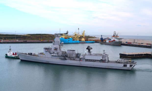 The warship docked in Aberdeen earlier this week. Image: Port of Aberdeen