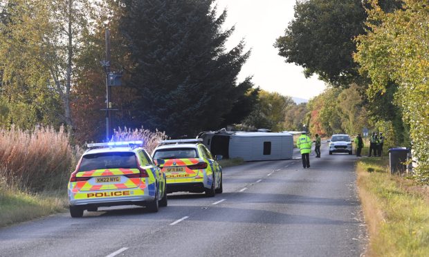 The accident happened this afternoon on the A944. Image: Darrell Benns / DC Thomson