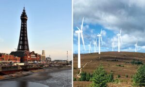 The Hill of Fare wind turbines would be larger than the famous Blackpool Tower. Image: Mhorvan Park/DC Thomson