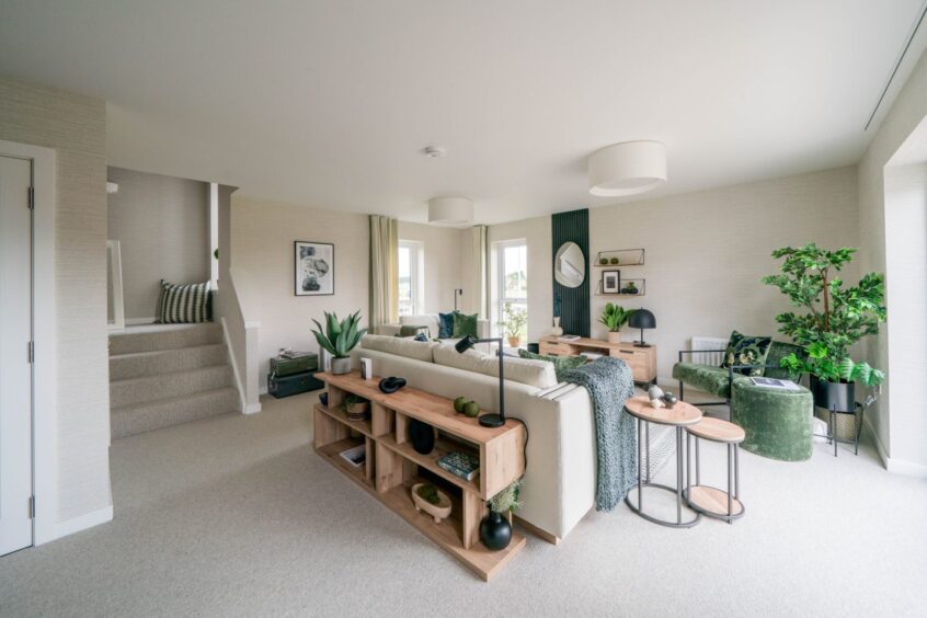 bright and airy living room of a new build home in Aberdeenshire