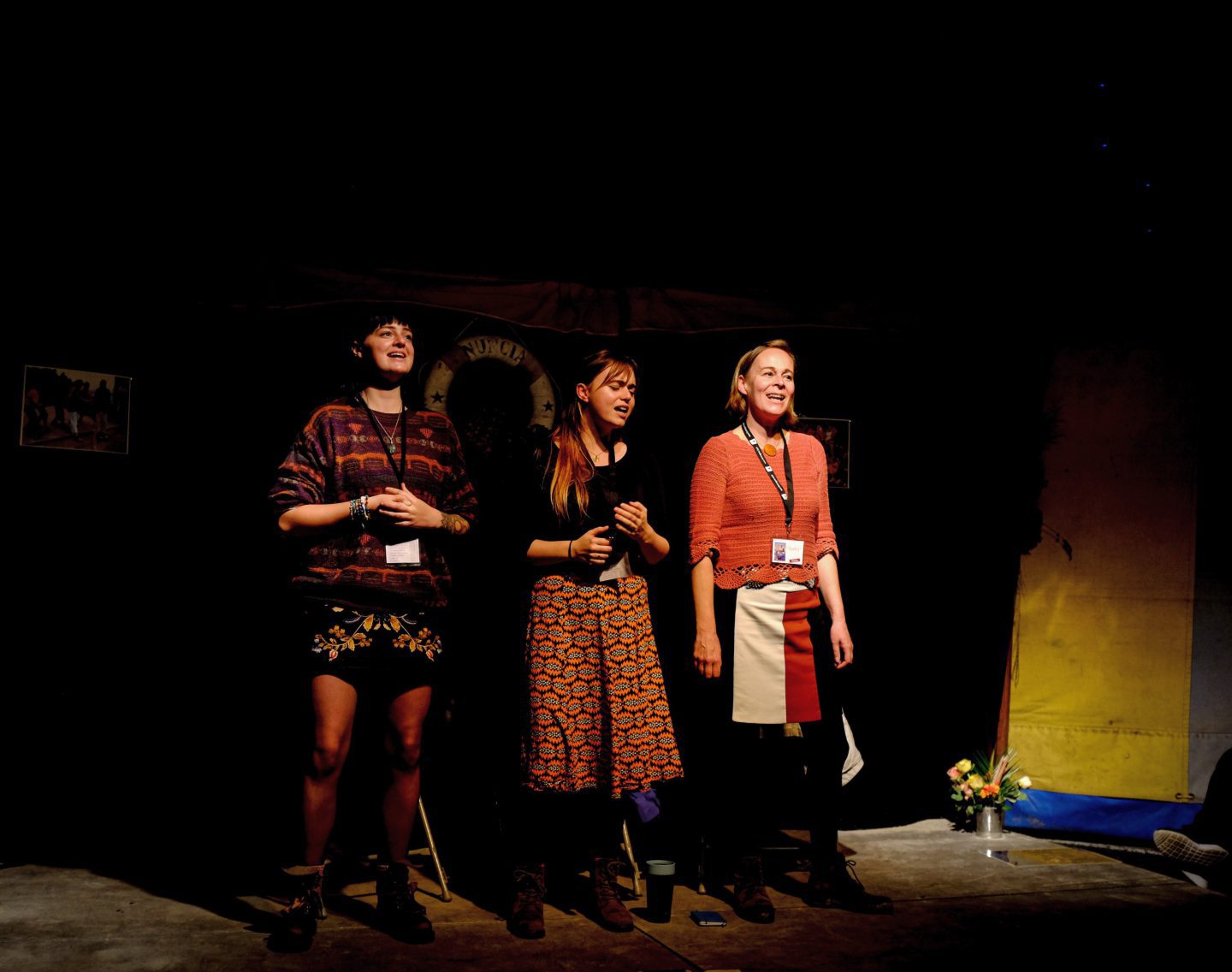 Left to right: Cit, Annie and Jill singing