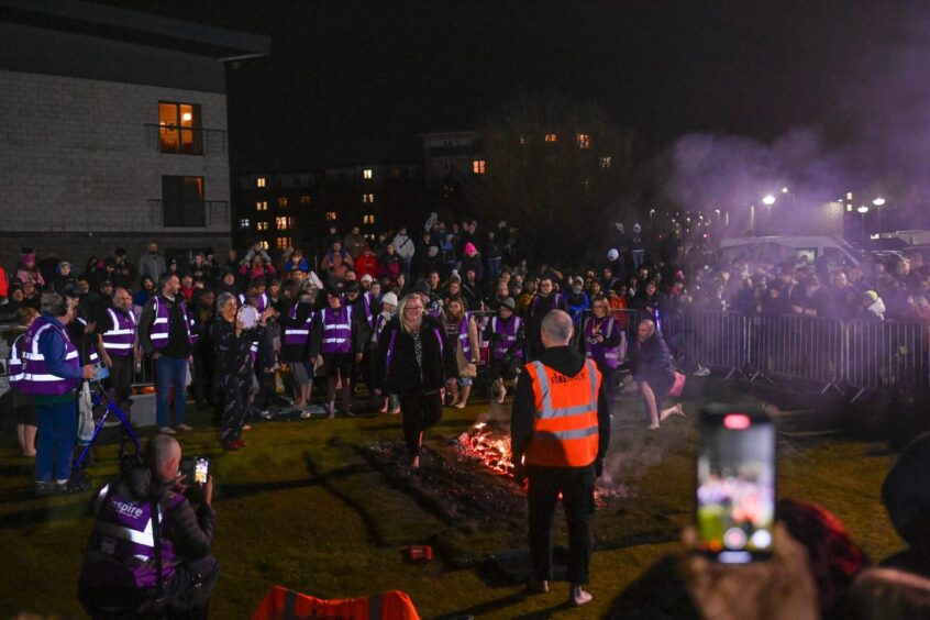 a crowd gathers for Bonfire Night in Aberdeen