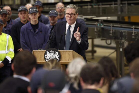 Prime Minister Sir Keir Starmer gives a speech during a visit to a manufacturing facility in Chester. The Government has pledged nearly £22 billion funding to develop projects to capture and store carbon emissions from energy, industry and hydrogen production. It is hoped the funding for two "carbon capture clusters" in Merseyside and Teesside, promised over the next 25 years, will create and support thousands of jobs, draw in private investment and help the UK meet climate goals. Picture date: Friday October 4, 2024. PA Photo. See PA story ENERGY CCUS. Photo credit should read: Darren Staples/PA Wire