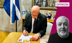 Accompanying the First Minister's words was a carefully staged photograph in which, a Saltire by his shoulder, he signed the letter which had been circulated by the trade union Unite, writes Euan McColm.