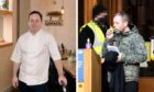 Chris Tonner in 2016, left, and leaving Aberdeen Sheriff Court, right. Image: DC Thomson.