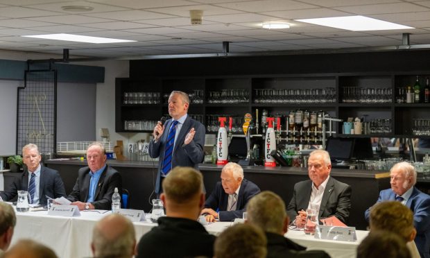 Interim Inverness chairman Scott Young at the fans' and shareholders' meeting. Image: Jasperimage