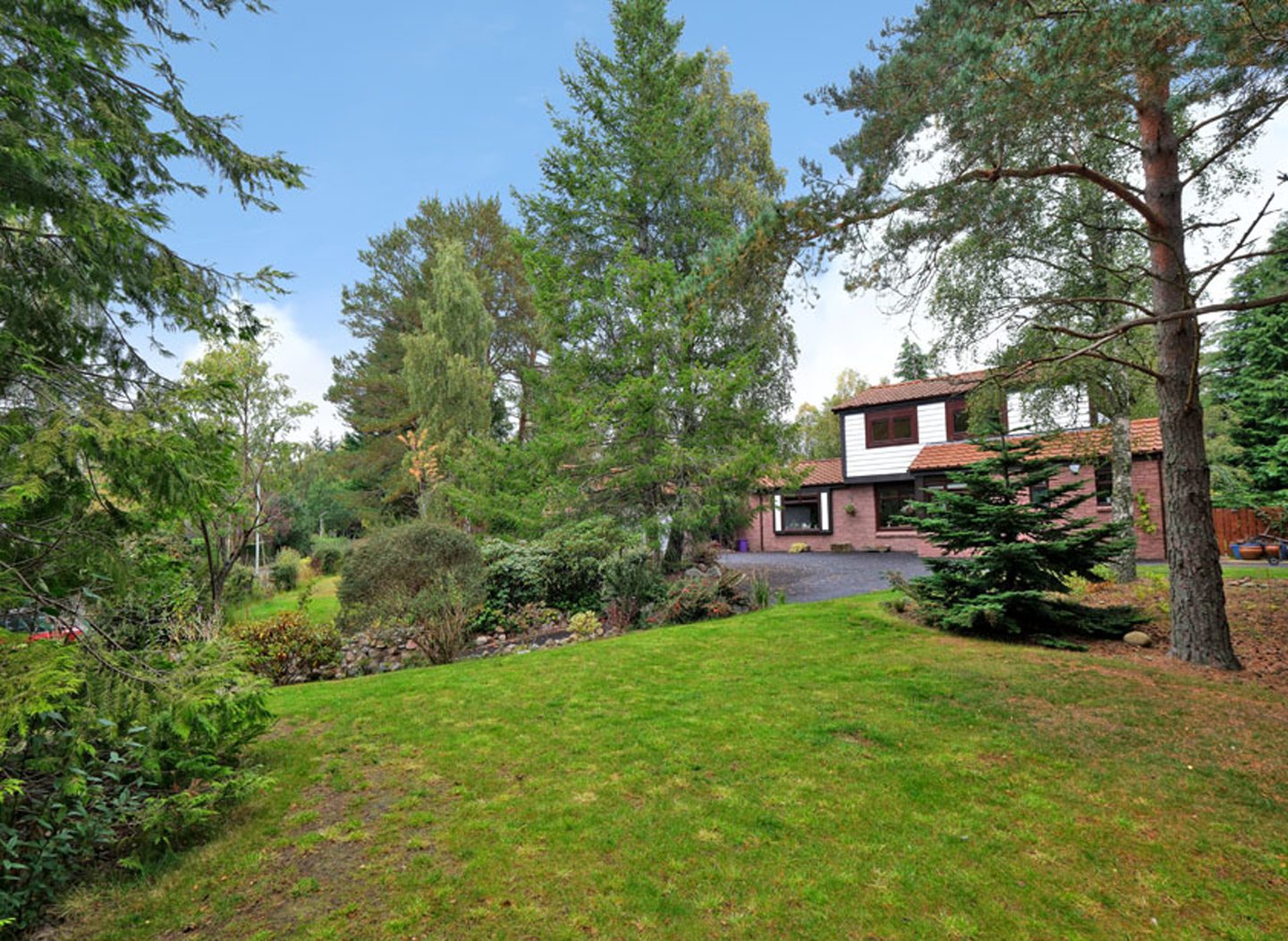 Back garden at the home for sale in Aboyne