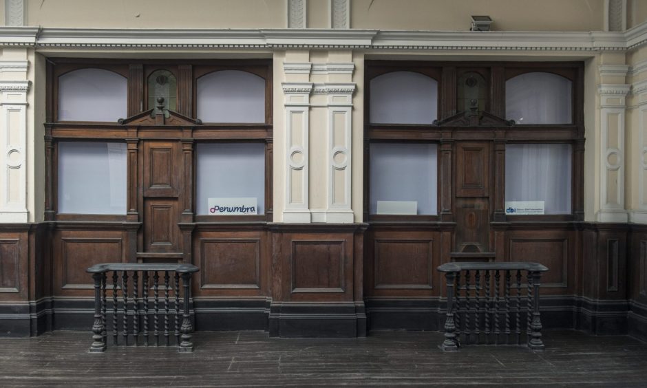 Ticket office windows. 