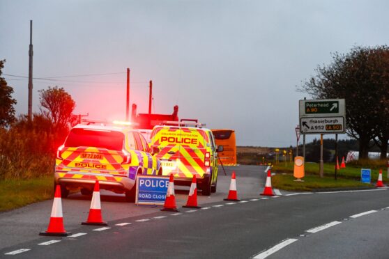 Motorists are urged to approach the scene with caution. Image: Kenny Elrick/ DC Thomson