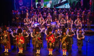 Pipe bands perform during A Toast Tae Robbie Shepherd at His Majesty's Theatre. 
All images: Kenny Elrick/DC Thomson