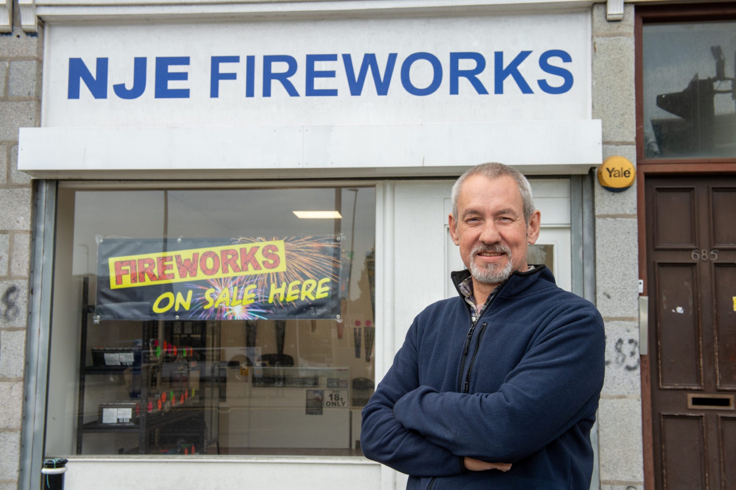 Norman Donald outside NJE Fireworks in Aberdeen. 