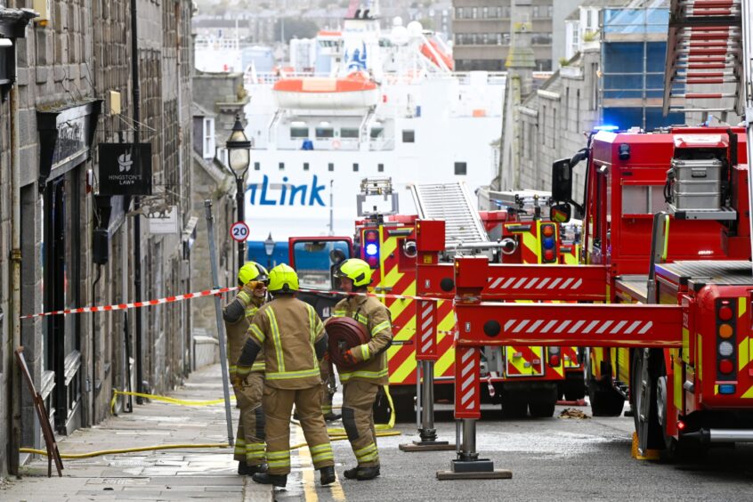 Firefighters on Marischal Street