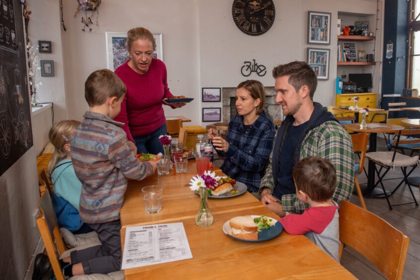 People being served in the Aboyne cafe