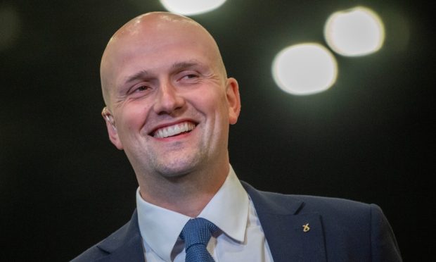 CRELECTIONPJ 

UK Westminster General Election count at P&J Live, Aberdeen. 

For Aberdeen North, Aberdeen South, Aberdeenshire North and Moray East, Gordon and Buchan and West Aberdeenshire and Kincardine. 
Stephen Flynn after winning.   
Image: Kami Thomson/DC Thomson  4/7/24