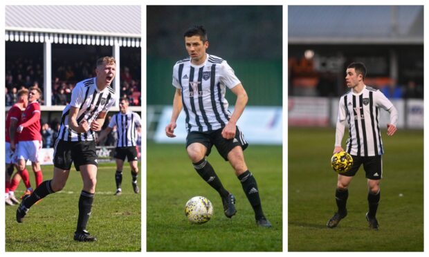 From left to right: Fraserburgh's Kieran Simpson, Paul Young and Willie West who have all signed contract extensions.
Picture created on October 28 2024.