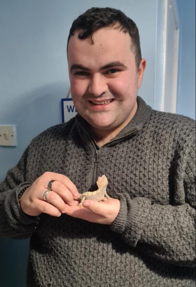 Aberdeen owner Jack and his crested gecko Ziggy together