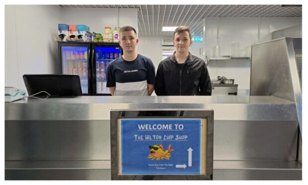 Grant and Jamie at the Hilton Chip Shop