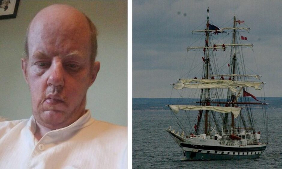 Split image of Colin McIntosh and the Prince William ship