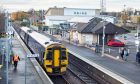 ScotRail train at Elgin station.