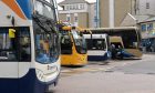 Stagecoach buses lined up outside Inverness bus station.